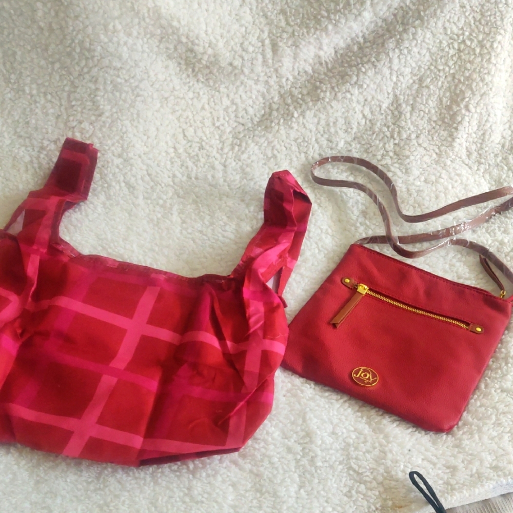 JOY MANGANO Red Leather Crossbody Handbag Stylish Red Women's Bag Set